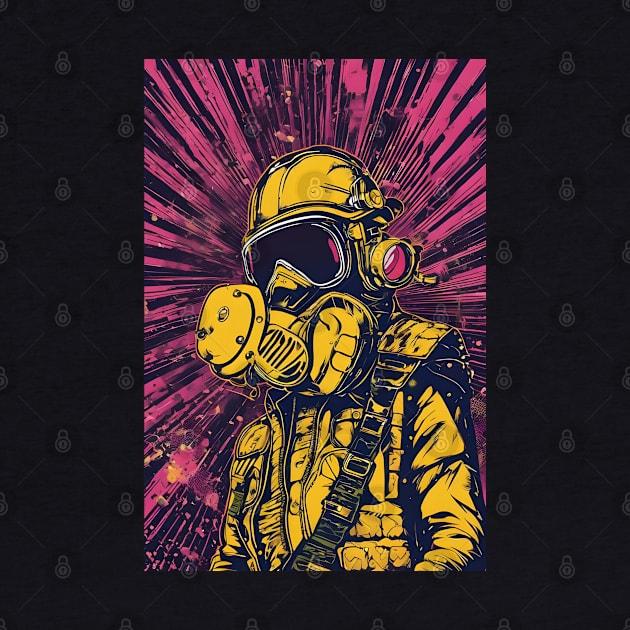 Atompunk gase mask aesthetic art by Spaceboyishere